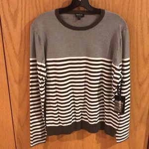 Worth Olive & White Stripe Pullover Size L NWT